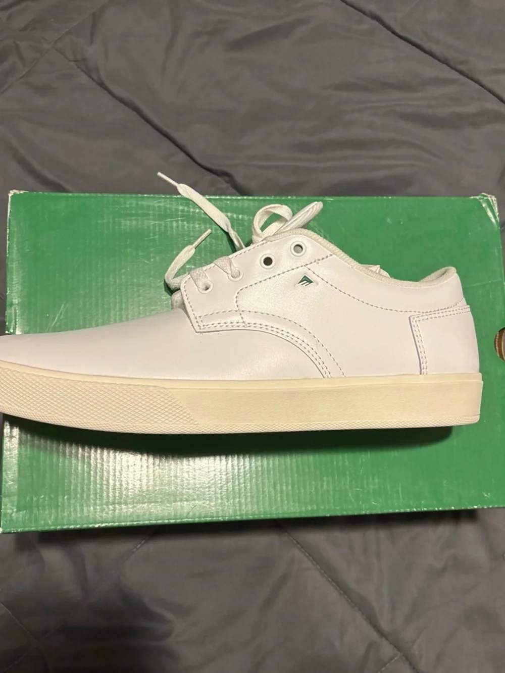 Emerica White And Green Low-Top Leather Sneakers